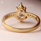 Pear Cut Tapered Pave Band Engagement Ring