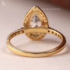 Pear Cut Halo Pave Band Engagement Ring