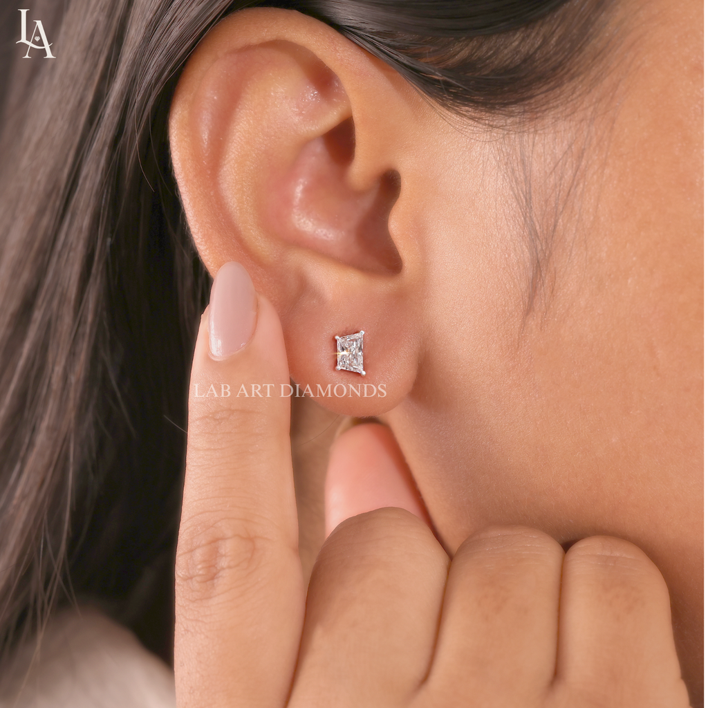 Kite Cut Solitaire Stud Earrings