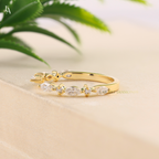 Nature Inspired Marquise Leaf Vine Open Cuff Wedding Band
