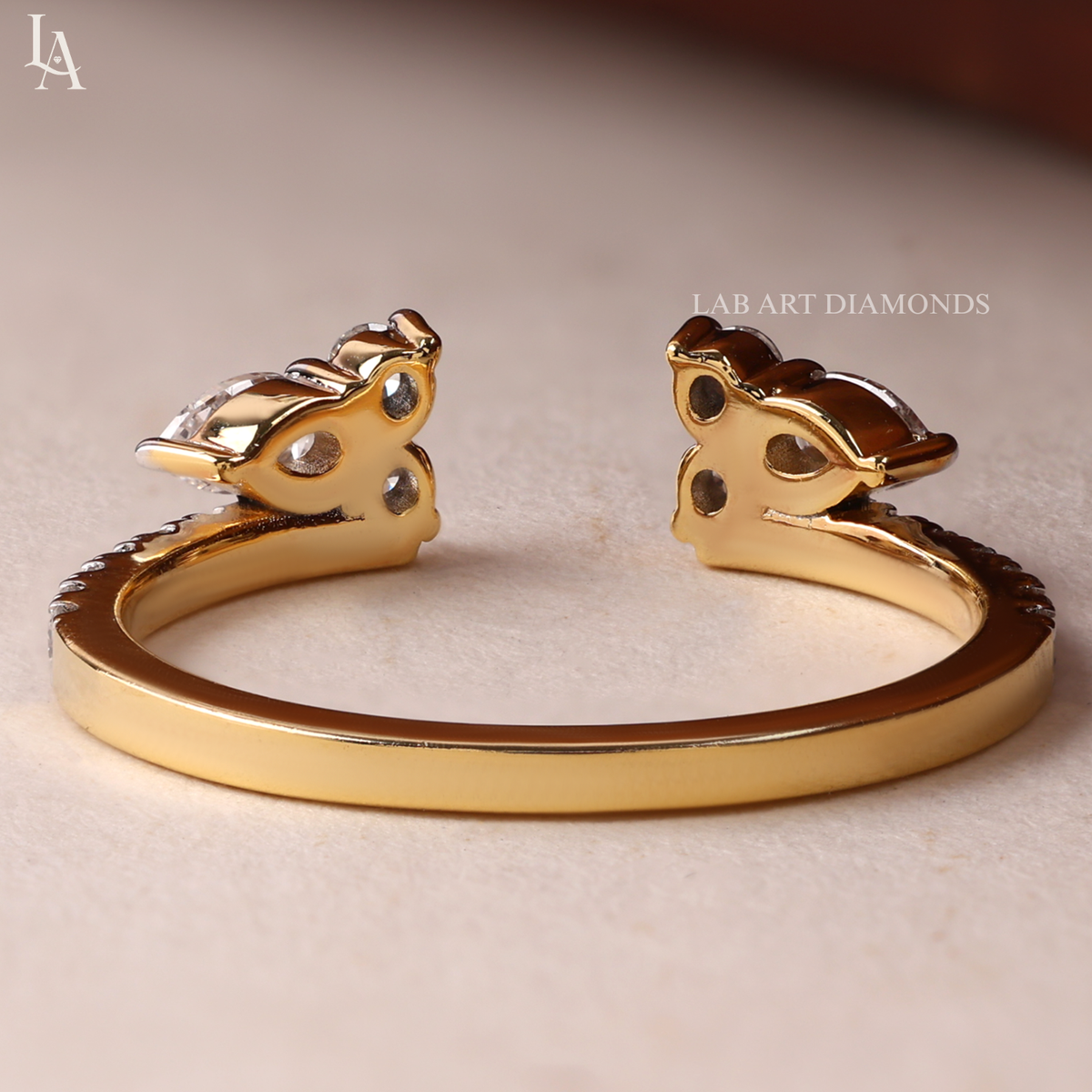 Pear Cut Double Cluster Band