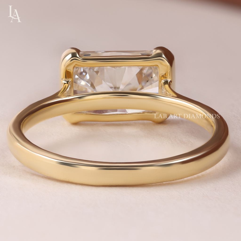 East West Radiant Cut Solitaire Engagement Ring