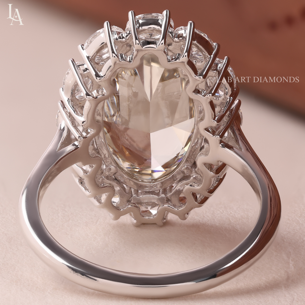 Large Oval Cut Champagne Statement Cocktail Ring