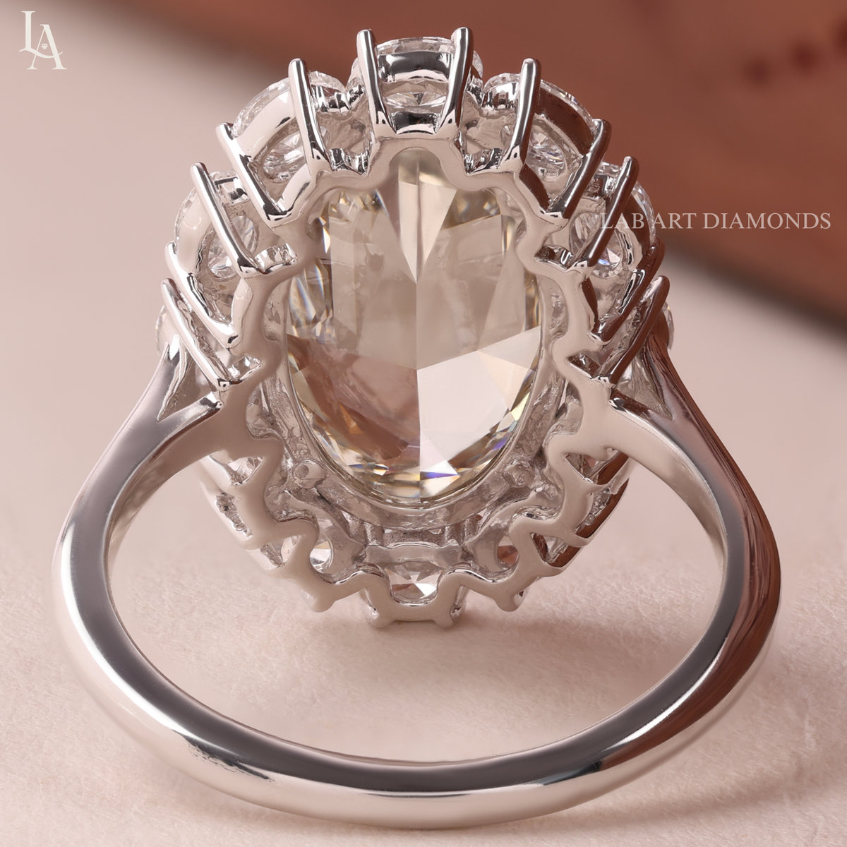 Large Oval Cut Champagne Statement Cocktail Ring