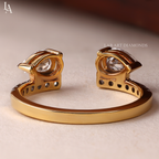 Pear Cut Open Cuff Toi et Moi Two Stone Ring