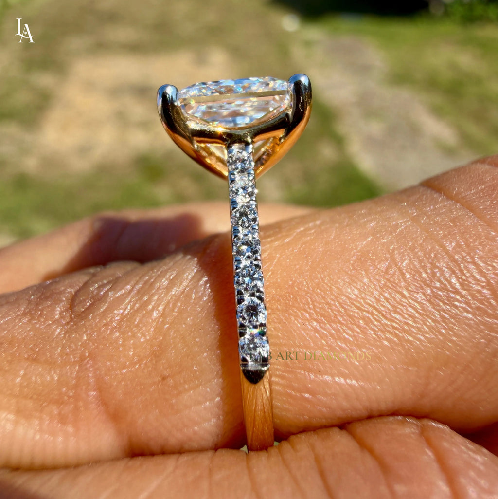 Princess Cut Pave Solitaire Engagement Ring