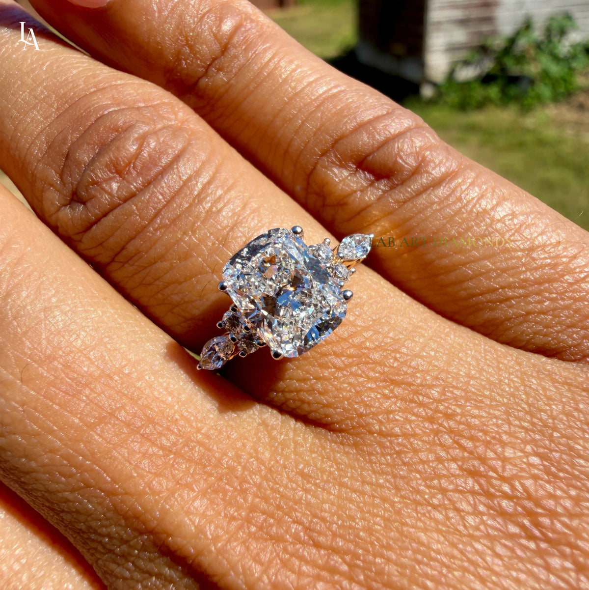 Princess Cut Hidden HaloCluster Engagement Ring