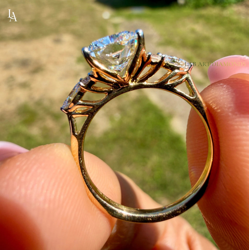 Princess Cut Hidden HaloCluster Engagement Ring