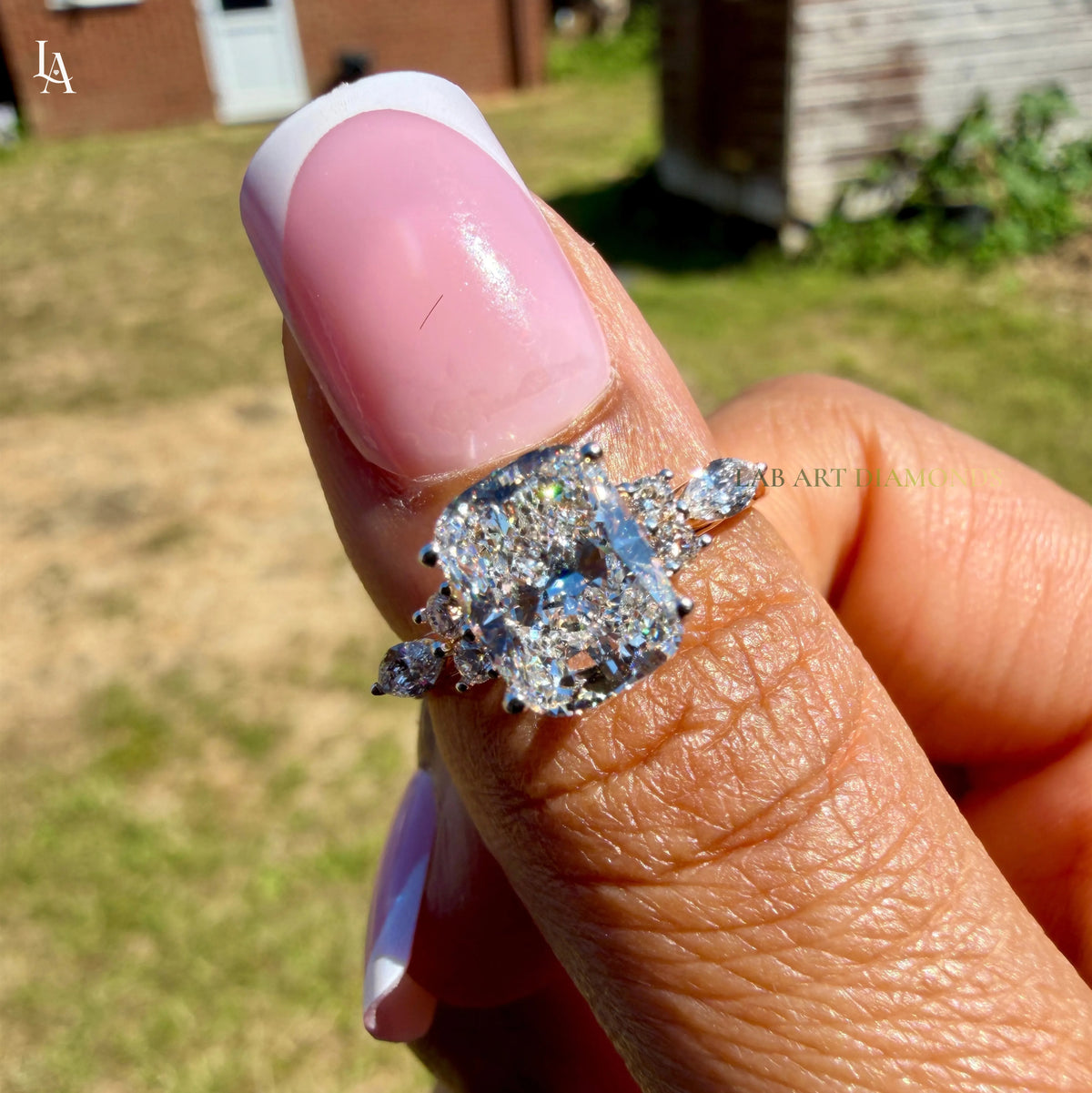 Princess Cut Hidden HaloCluster Engagement Ring