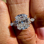 Cushion Cut Cluster Engagement Ring