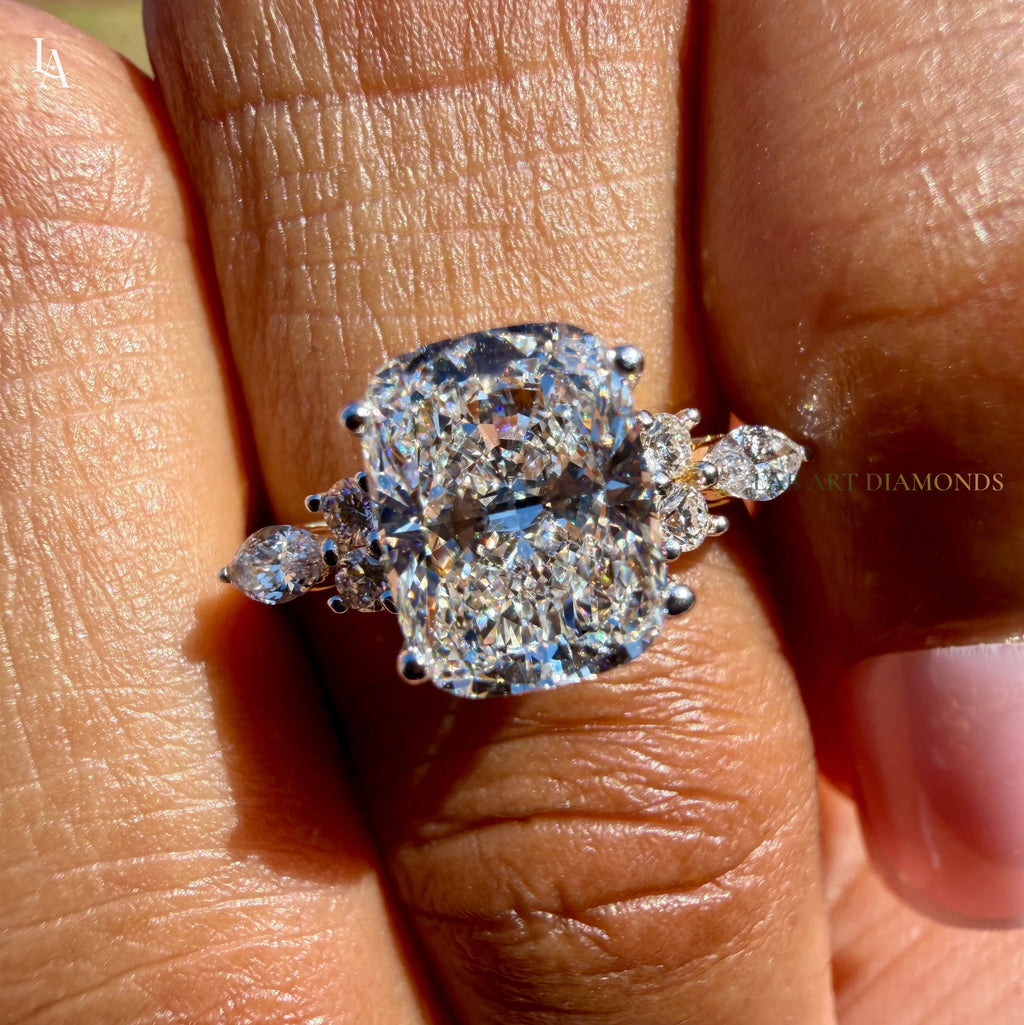 Princess Cut Hidden HaloCluster Engagement Ring