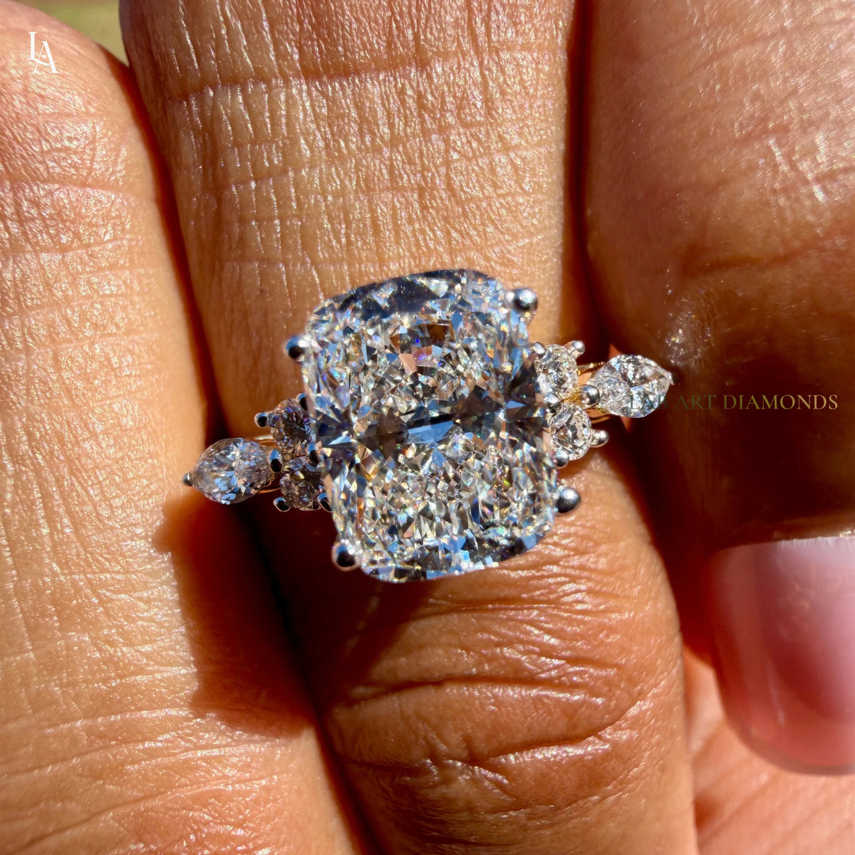 Princess Cut Hidden HaloCluster Engagement Ring
