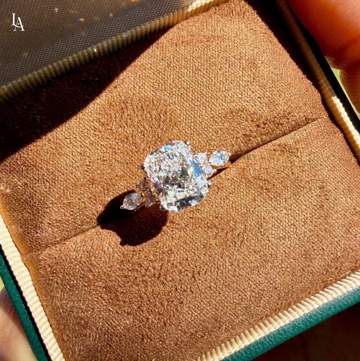 Princess Cut Hidden HaloCluster Engagement Ring