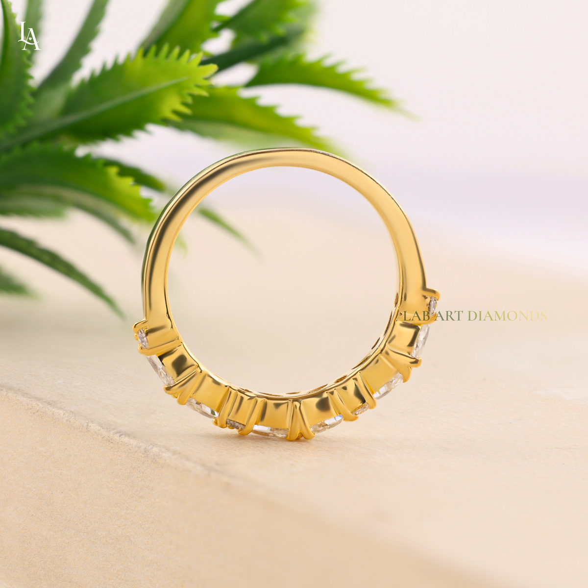Marquise Cut Cluster Leaf Band