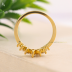 Nature Inspired Marquise Petal Crown Curved Band