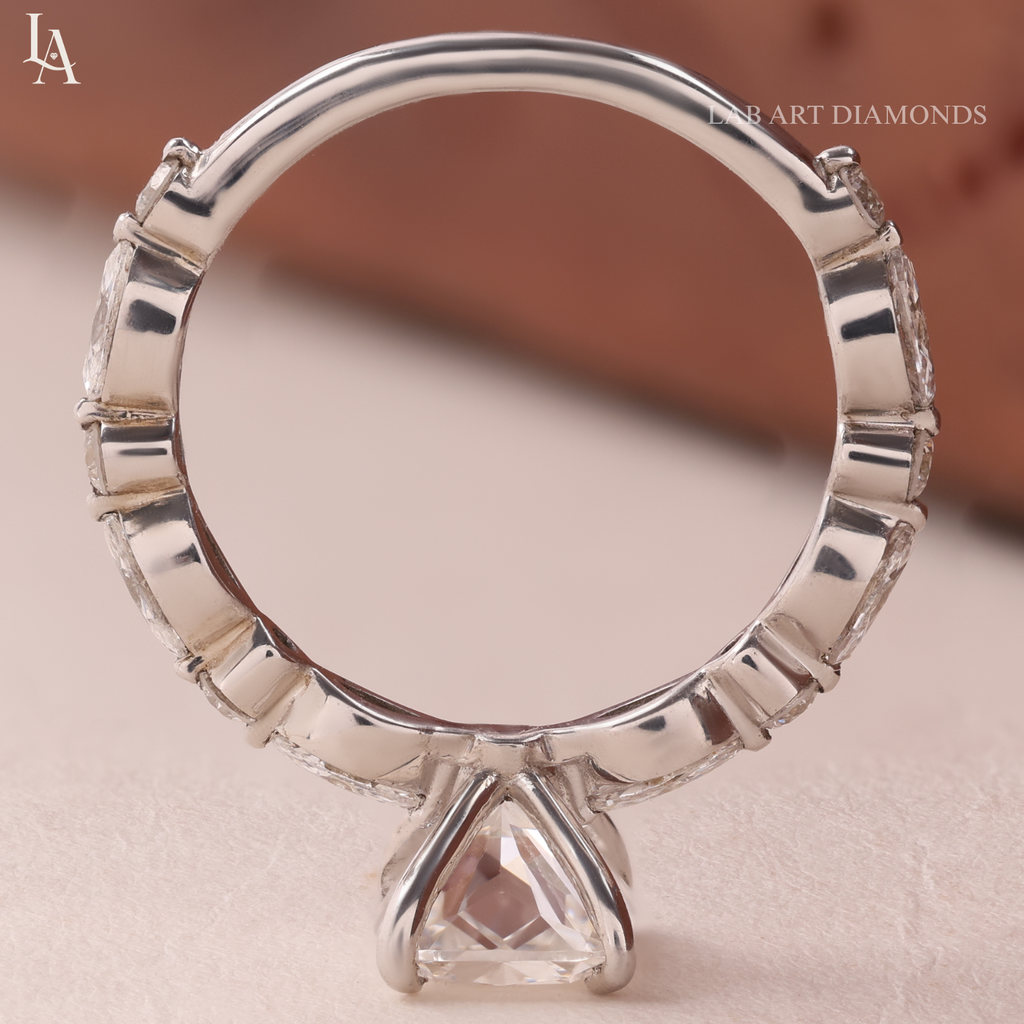 Cushion Cut Marquise Accent Solitaire Engagement Ring