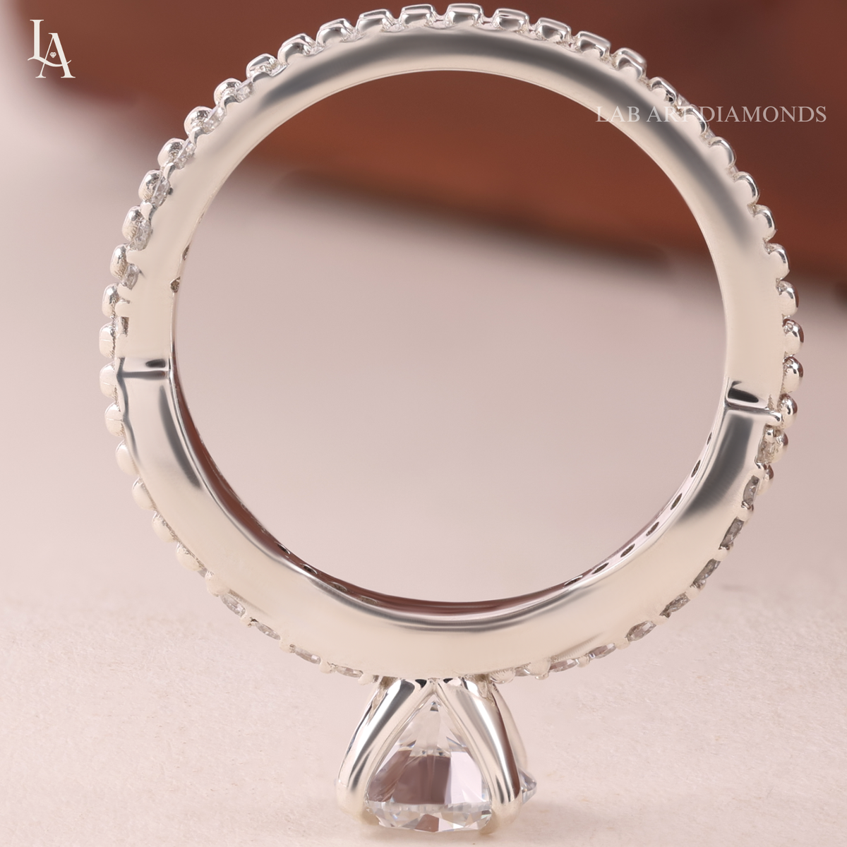 Beaded Twist Milgrain Pave Engagement Ring
