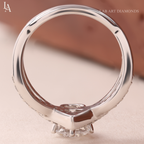 Round Cut Pave Crossover V Band Diamond Ring