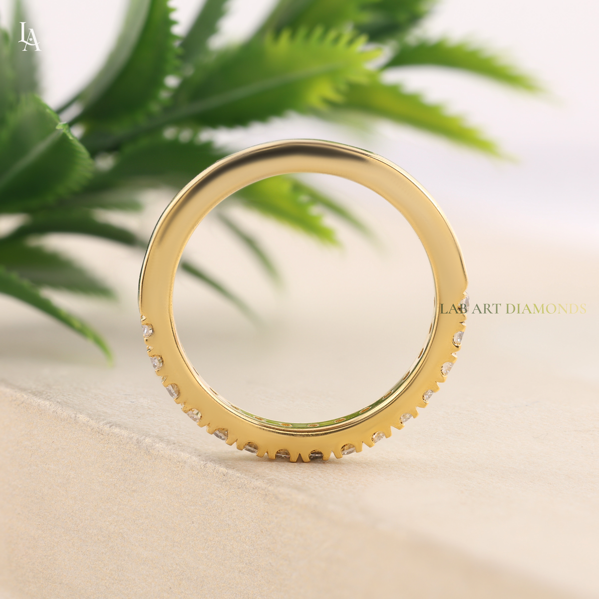 Round Cut Half Pave Eternity Band