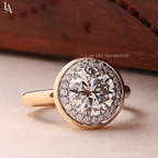 Round Cut Bezel Set Halo Engagement Ring