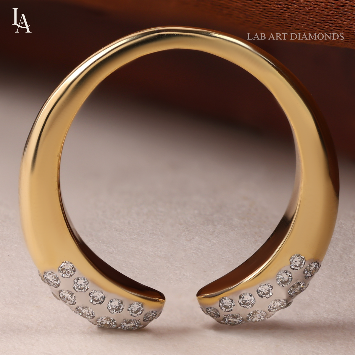 Dome Pave Diamond Open Cuff Ring