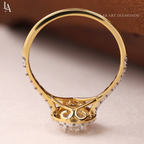 Oval Cut Halo Pave Band Wedding Ring