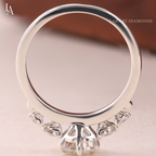 Round Cut Cascading Side Stones Engagement Ring