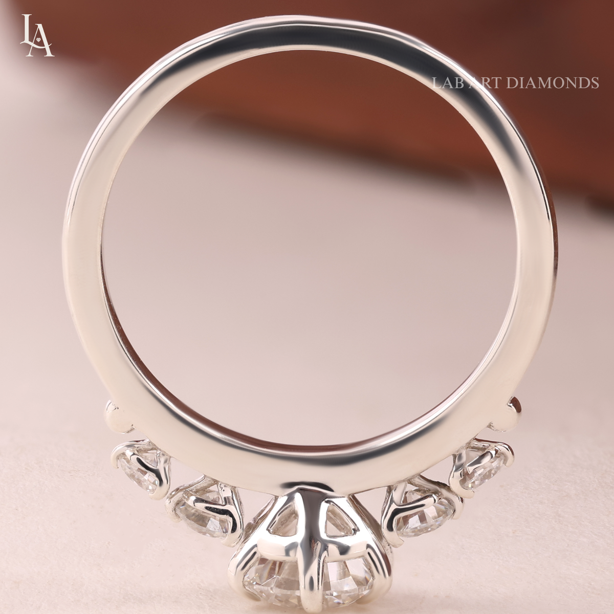 Round Cut Cascading Side Stones Engagement Ring