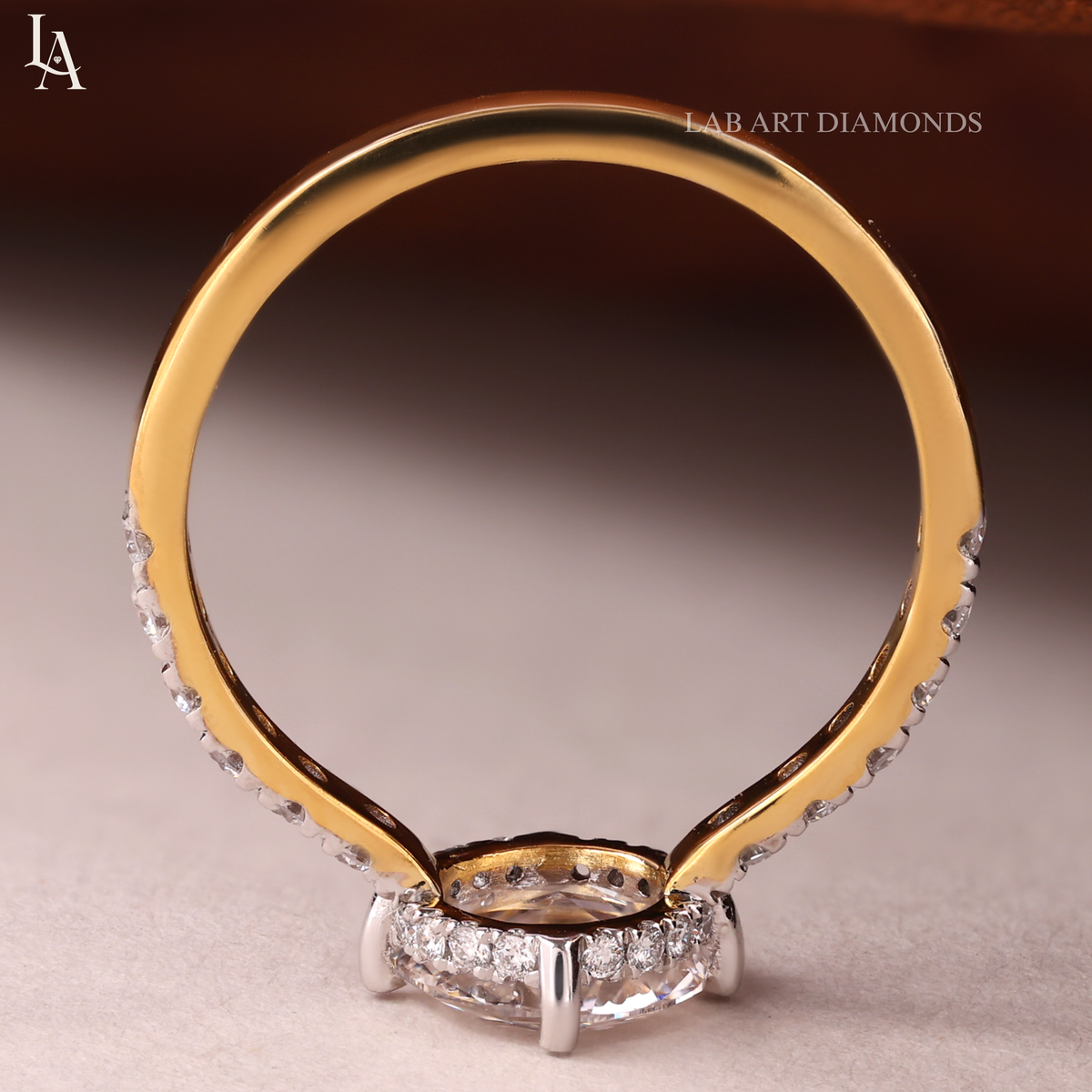Round Rose Cut Hidden Halo Engagement Ring