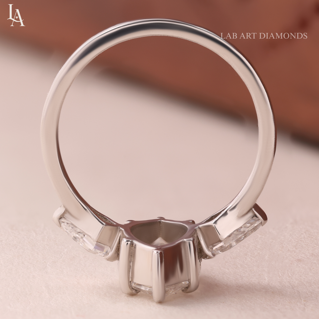 Marquise Cut 3 Stone Kite Side Art Deco Engagement Ring