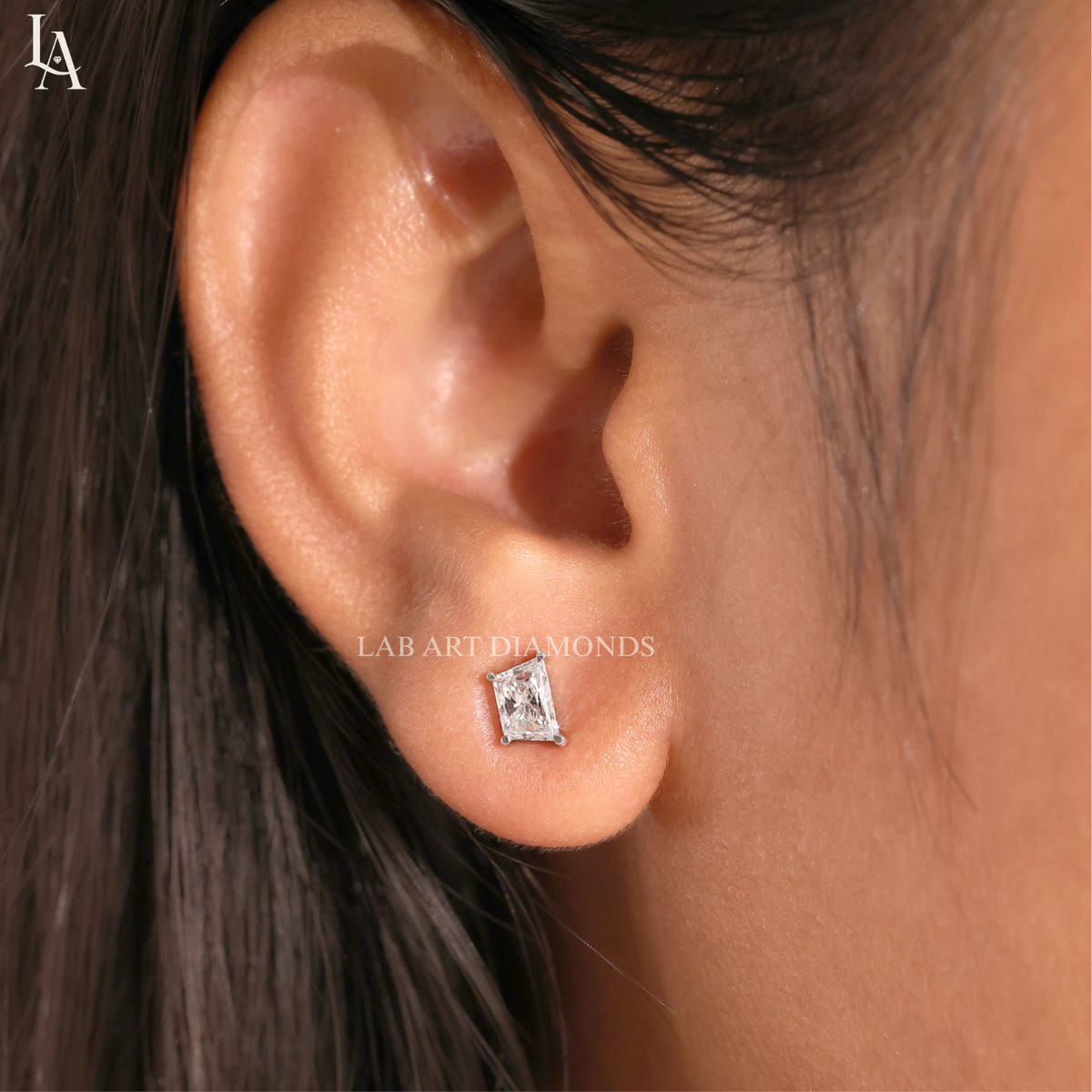 Kite Cut Solitaire Stud Earrings