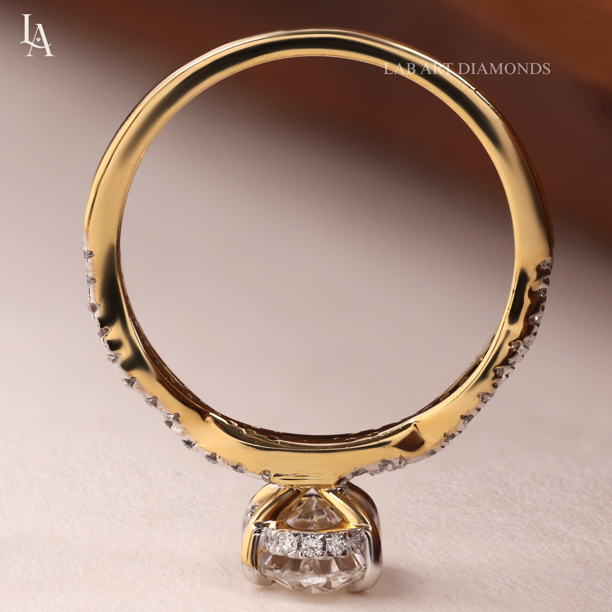 Oval Cut Hidden Halo Twisted Pave Band Engagement Ring