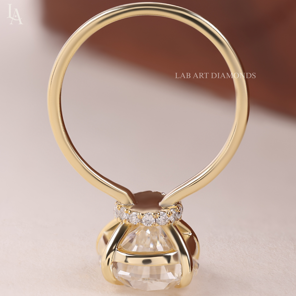 Pear Cut Hidden Halo Solitaire Engagement Ring