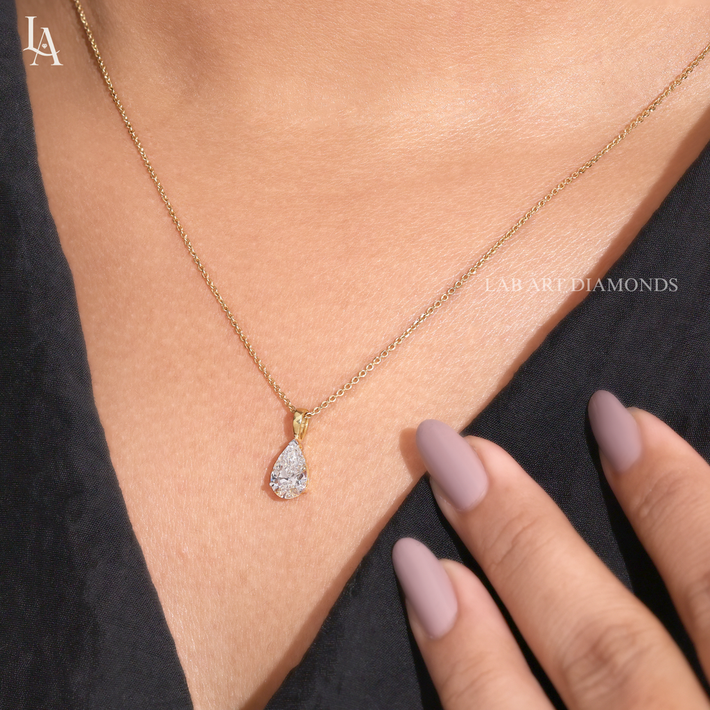 Pear Cut Solitaire Pendent