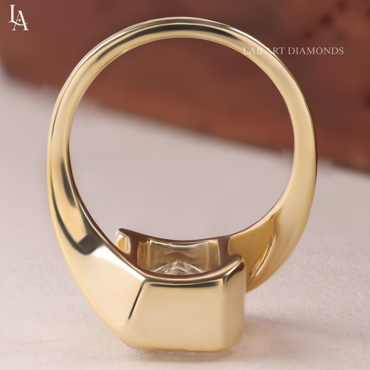Emerald Cut Bezel Bypass Solitaire Ring