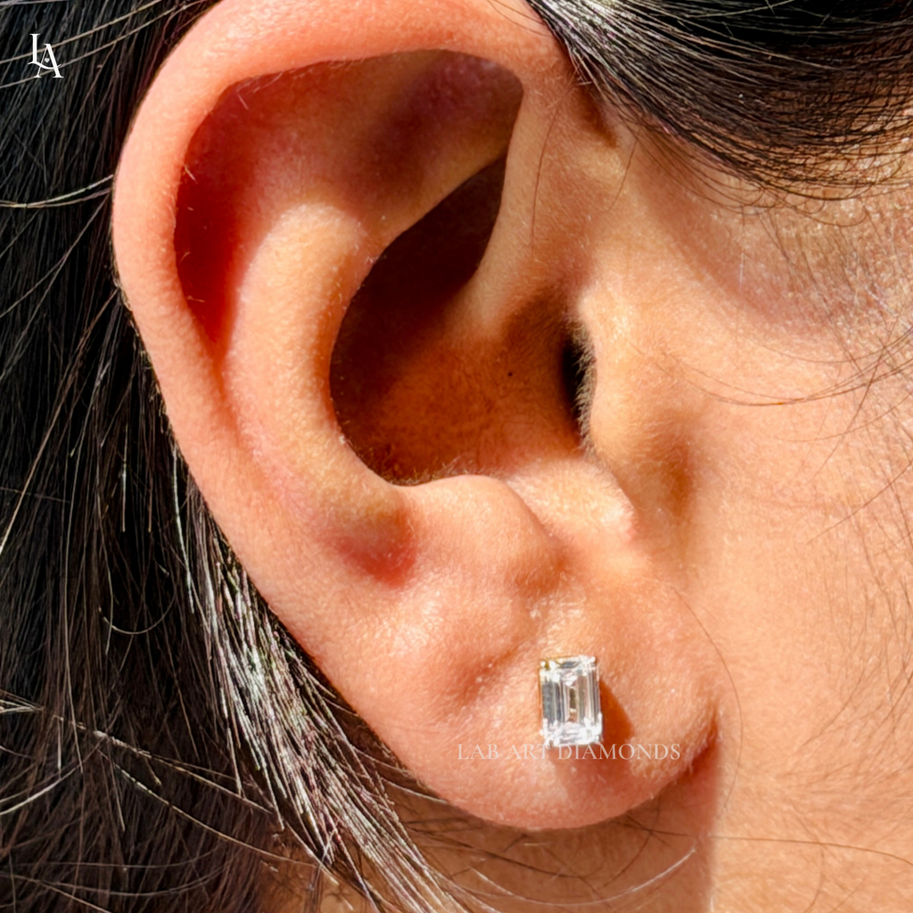 Emerald Cut Stud Earrings
