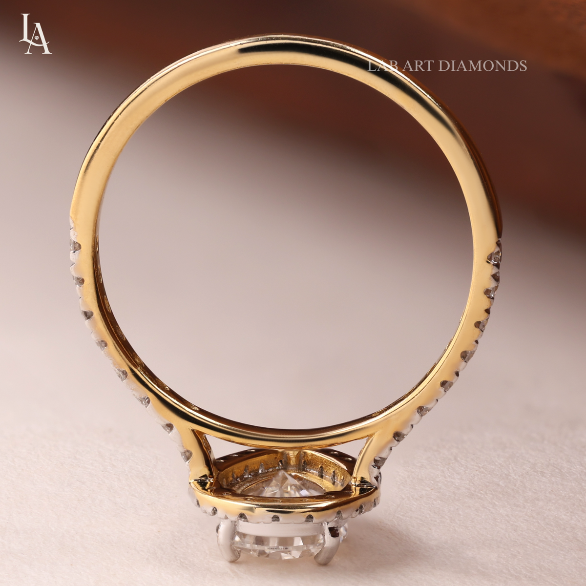 Pear Cut Halo Pave Band Engagement Ring