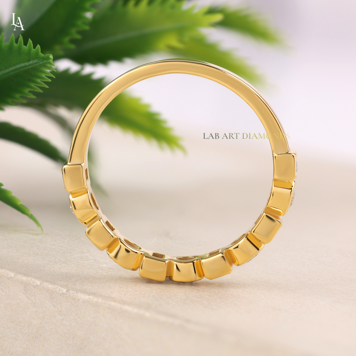 Bezel Set Lab Grown Diamond Half Eternity Band