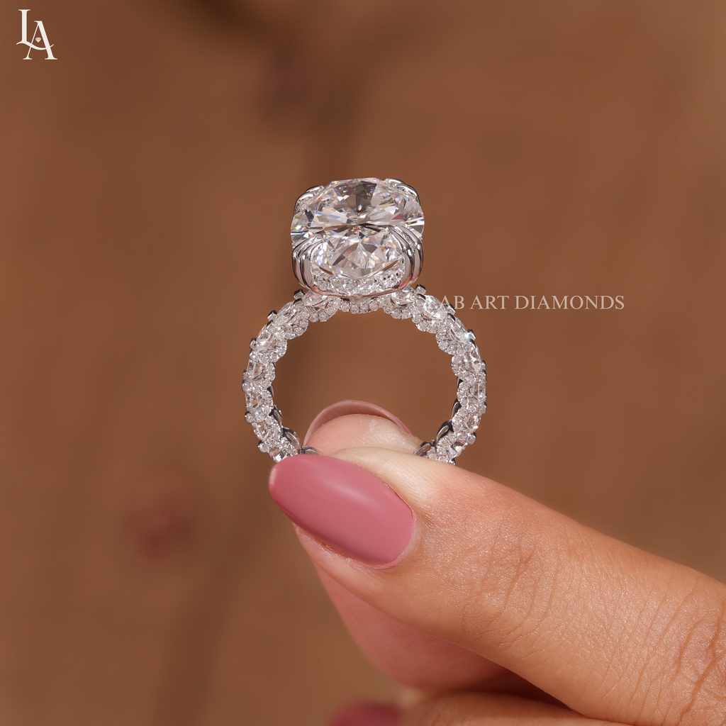 Oval Cut Hidden Halo Engagement Ring