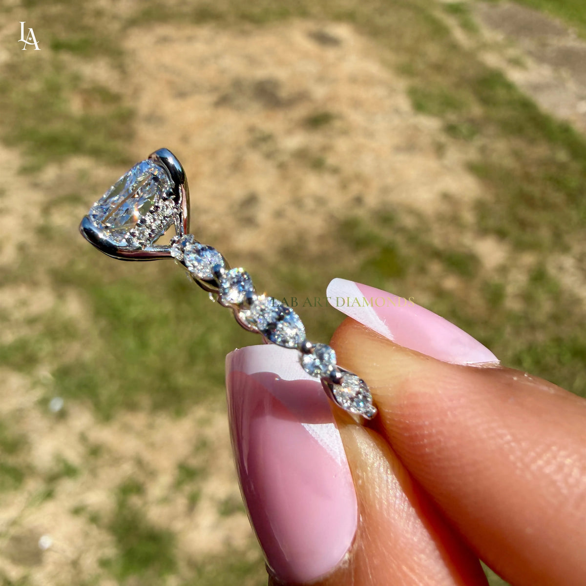 White gold Princess Cut Diamond Solitaire Engagement Ring with Hidden Halo and Four-Prong Setting