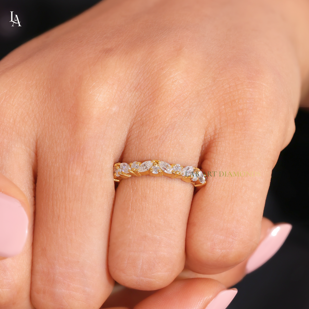 Marquise Cut Cluster Leaf Band