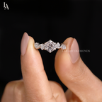 Round Cut Scattered Wave Vine Engagement Ring