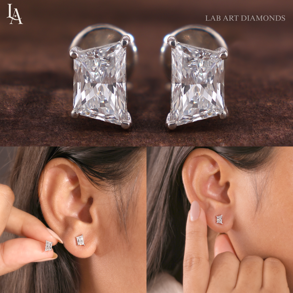 Kite Cut Solitaire Stud Earrings
