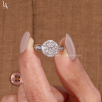 Round Cut Art Deco Halo Engagement Ring