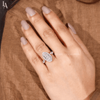 Marquise-Cut Three Stone Halo Engagement Ring