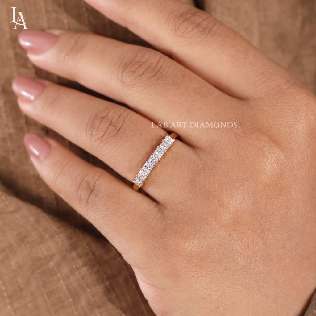 Princess Cut Half Eternity Band