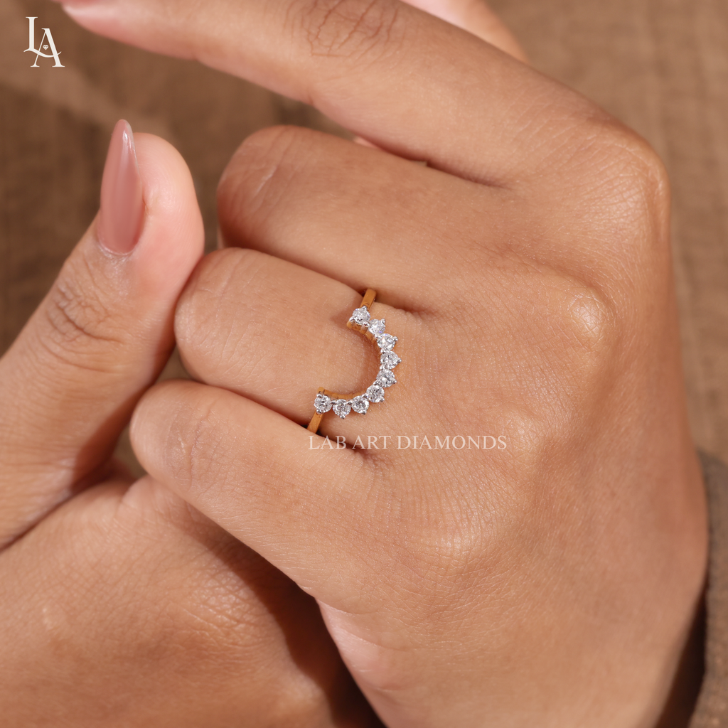 0.40 CT Curved Diamond Wedding Band