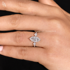 Marquise Cut 3 Stone Kite Side Art Deco Engagement Ring