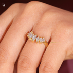 Nature Inspired Marquise Petal Crown Curved Band
