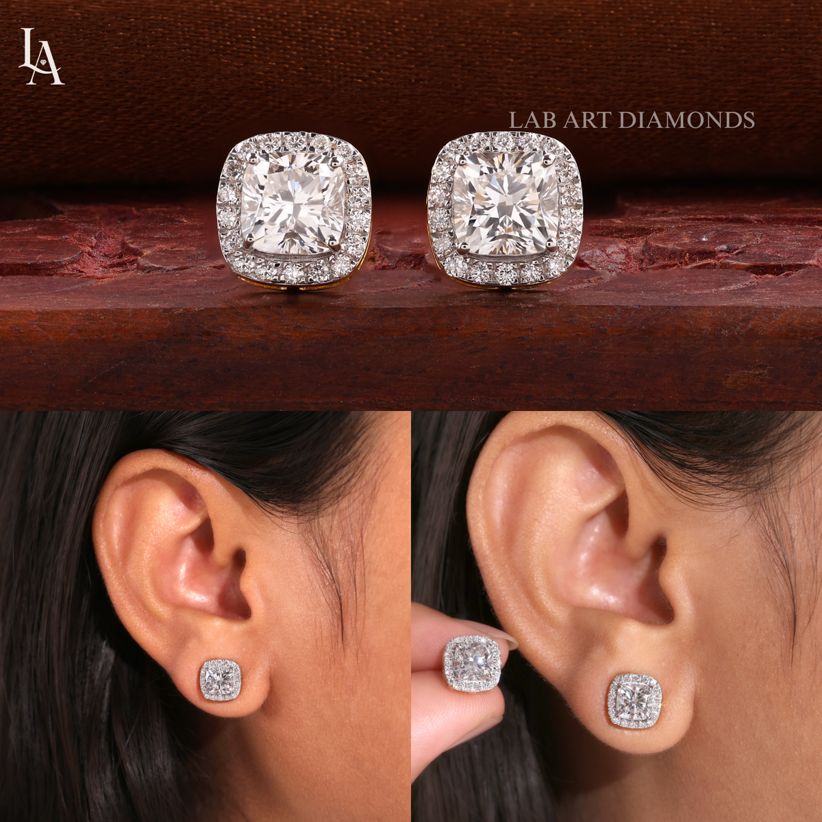 Cushion Cut Stud Earrings
